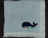 Carter&#39;s Whale Baby Blanket Satin Trim Aqua Nautical Geometric - £17.53 GBP