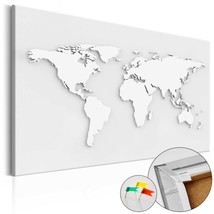 World Map Cork Pin Board - Abstract White World Map - £84.94 GBP+