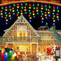 52FT 512LED Christmas Lights Outdoor Waterproof Curtain Lights with 8 Modes Time - £60.80 GBP