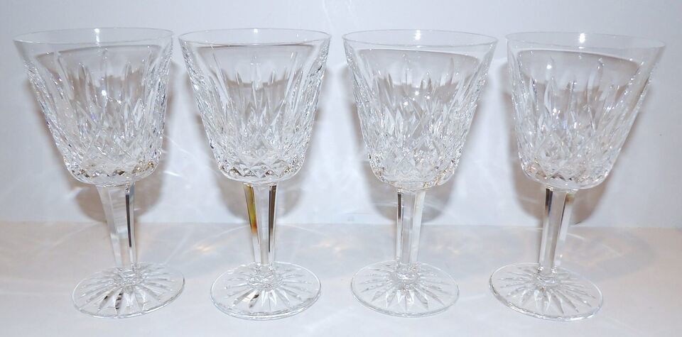 EXQUISITE VINTAGE SET OF 4 WATERFORD CRYSTAL LISMORE 5 7/8&quot; CLARET WINE ... - $108.89