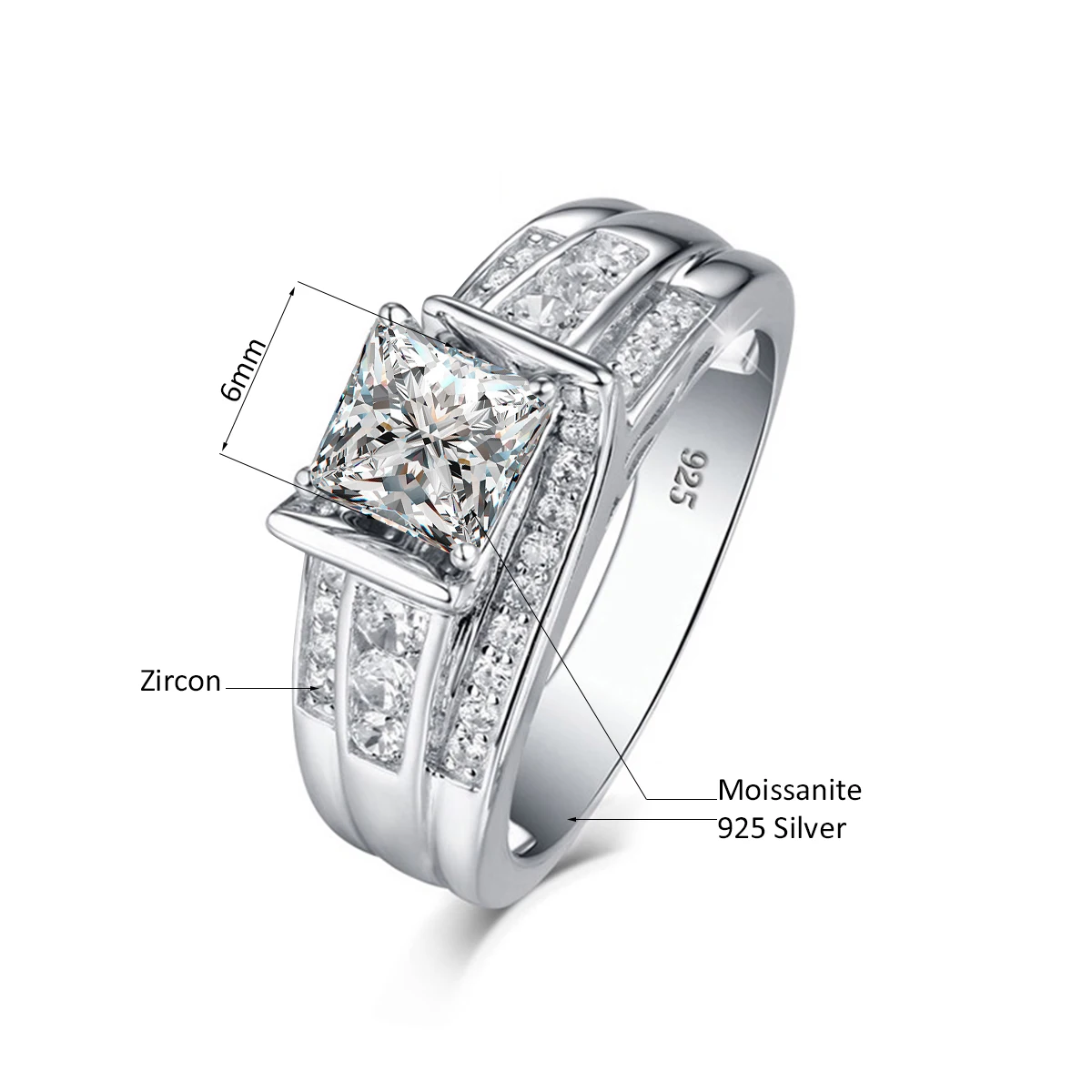 Jewellery Set Real 925 Sterling Silver Diamond Rings For Women Wedding Famous Br - £105.36 GBP
