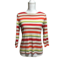 Talbots Petite Women&#39;s Size PM Striped Multicolor 3/4 Sleeve Blouse Top Cotton - £16.89 GBP