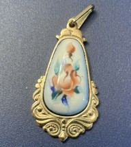 #14 Authentic Russian Jewelry German Silver Finift Pendant Vintage Filigree - £15.00 GBP