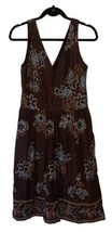 Dress Barn A-Line Sun Dress Sleeveless Brown Embroidery Size 12 Lined - £11.79 GBP