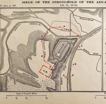 Map Of Siege In Aduatuci Stronghold 1886 Victorian Caesar&#39;s Gallic War D... - €21,60 EUR