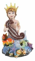 Ebros Sheila Wolk Ocean Treasure Chest Merboy with Sea Buddies Statue 7&quot; Tall - £41.68 GBP
