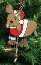 Kurt S. Adler Vintage 1990&#39;s Animated Wooden Santa Dog Christmas Tree Ornament - £5.97 GBP