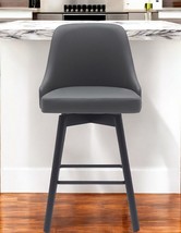 26&quot; Gray and Black Faux Leather with Solid Wood Swivel Counter Height Ba... - $249.99