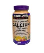Kirkland Signature Calcium 500 Mg w Vitamin D3 Zinc Adult Gummies 120 Ex... - $9.90