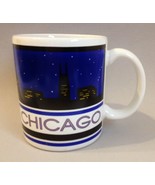 Cup Chicago Illinois Souvenir Coffee Mug Night Skyline Ceramic Collectib... - £17.64 GBP