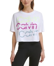 Calvin Klein Womens Performance Sliced Logo Cropped T-Shirt,X-Large,Melrose - £30.46 GBP