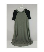 LulaRoe Short Sleeve T-Shirt Dress Size S Gray With Black Sleeves &amp; Fron... - $10.88
