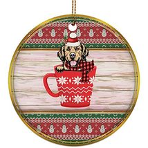 Cute Golden Retriever Dog In Cup Ornament Gift Pine Tree Decor Hanging, ... - $19.75