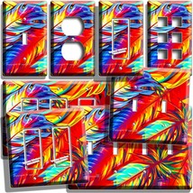 Colorful Abstract Firebird Feathers Light Switch Outlet Wall Plate Hd Room Decor - £14.37 GBP+