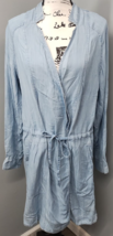 Lou &amp; Grey Shirt Dress Womens Large Blue Lyocell Long Sleeve Drawstring Waist - £24.98 GBP