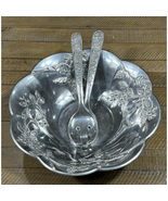 Lenox Orchard in Bloom Stainless 15” Salad Bowl &amp; Serving Utensils- 3 Pi... - $37.40