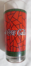 Drink Coca-Cola Red &amp; Green Highball Glass 16 oz Chip &amp; mfg bubble on lid - £1.36 GBP