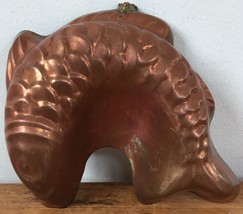 Vtg Sm Fish Solid Copper Metal Mold Rustic Farmhouse Kitchen Wall Hangin... - £29.56 GBP