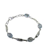 elegante topacio azul 925 plata esterlina pulsera azul diseñador L-7.5in... - $58.14 CAD
