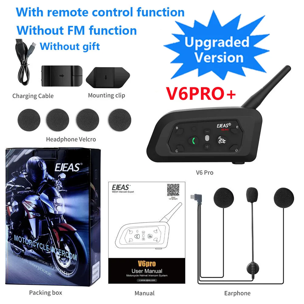 EJEAS V6 PRO +/PLUS Motorcycle Helmet Bluetooth Intercom Headset with 800M BT In - £32.08 GBP+