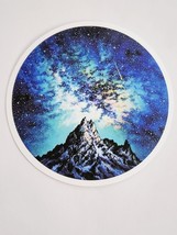 Mountain Peak with Beautiful Night Lit Sky Sticker Decal Round Embellishment - £1.74 GBP