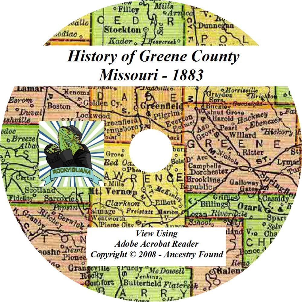 1883 - GREENE County Missouri MO -  History & Genealogy Ancestry Family - CD DVD