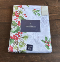 Villeroy &amp; Boch Tablecloth Christmas Holly Berry Damask New 60”x 84” New - £33.95 GBP