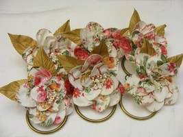 Vintage Handmade Napkin Rings Set of 6 White w Rose &amp; Pink Daisies #20 - $368.72 MXN