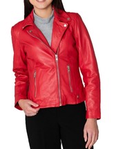 Women&#39;s Genuine Lambskin Real Leather Jacket Slim fit Biker Jacket For Women-040 - £93.70 GBP