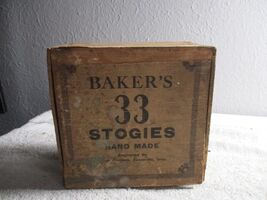 Antique Bakers 33 Brand Wooden Cigar Box &amp; Label 11th Dist. Zanesville Ohio - $49.49
