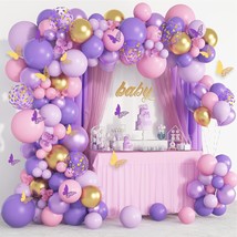 Purple Pink Butterfly Balloon Garland Arch Kit, Butterfly Baby Shower Decoration - £22.37 GBP