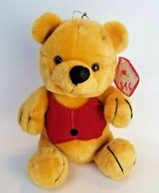 Shalom Toy Co Sitting Yellow Plush Bear with Original Tag 9.5 in. Pooh Vintage - £10.86 GBP