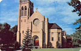 RENSSELAER INDIANA ST AUGUSTINE CHURCH POSTCARD c1960s - $7.28