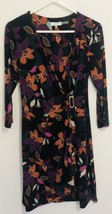Calvin Klein Women&#39;s 3/4 Sleeve Faux Wrap Dress Size S 4/6 Black Floral ... - £27.27 GBP
