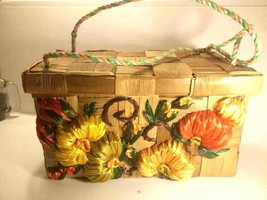 Vintage Rattan Straw Rafia Tote Bag Purse Storage Sewing Basket Weave Box Bin - £26.30 GBP