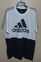 Adidas CB T Mens Large Tall LT T-Shirt Top Grey White Blue New HE4329 Short Slve - $23.71