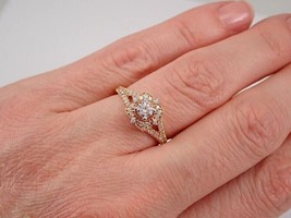 2.00Ct Round Cut Moissanite Halo Flower Engagement Ring 14K Rose Gold Plated - £112.57 GBP