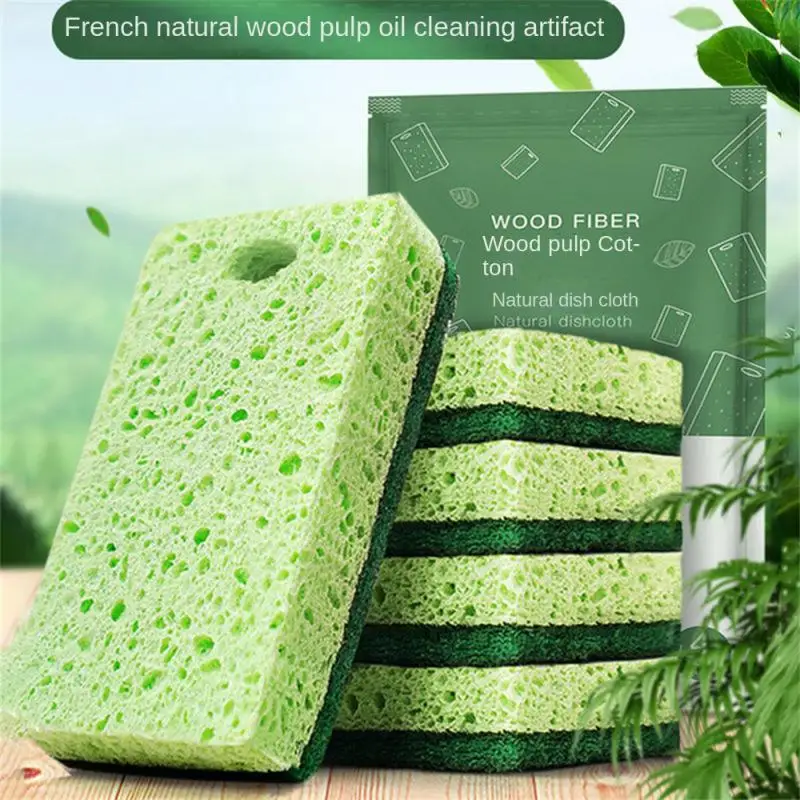 2Pcs French Native Wood Pulp Cotton Double-sided Cleaning Sponge - - £6.68 GBP