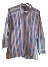 Boulevard By Block Mens 3X Shirt Striped LS Button Front Gray Black Big Man EUC - £10.29 GBP