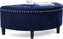 Half Moon Storage Ottoman Bench By Homebeez 43.25&quot;, Lift Top Velvet Storage - £162.25 GBP