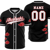 Anime Shirt Custom Baseball Jersey Naruto Gift Akatsuki Birthday Kid Adu... - $29.99+