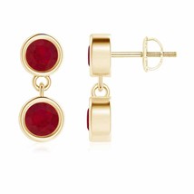 Authenticity Guarantee 
ANGARA Dangling Two Stone Ruby Earrings in 14K Yellow... - £554.29 GBP