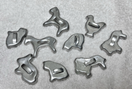 9 Miniature Tin Metal Toy Animal Figural Cookie Cutters Cat Rabbit Horse... - $18.32