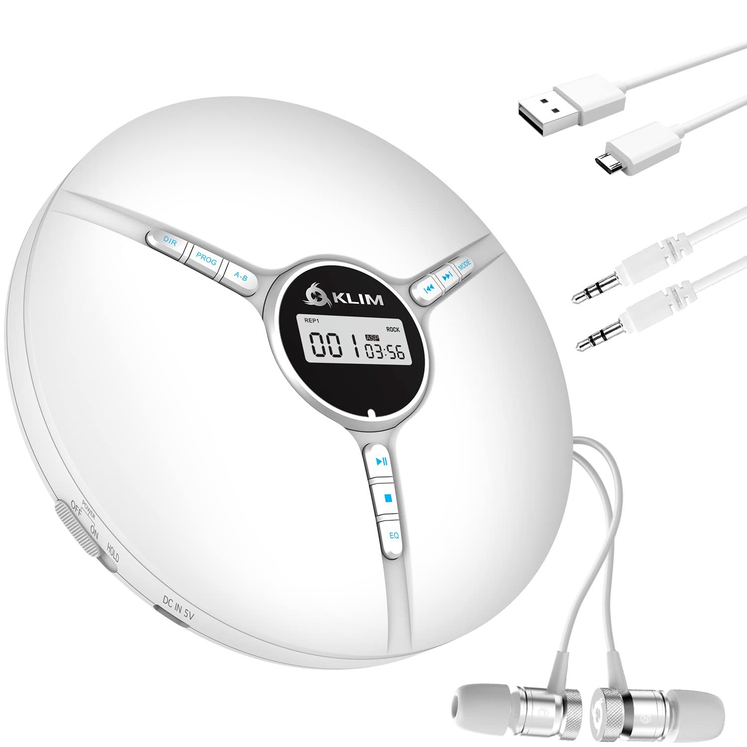 KLIM Discman Portable CD Player with a Built-in Battery - New 2023 Version + Ide