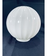 Vintage RETRO White Ribbed Glass Round Ball Light Globe Ceiling Light - $38.61