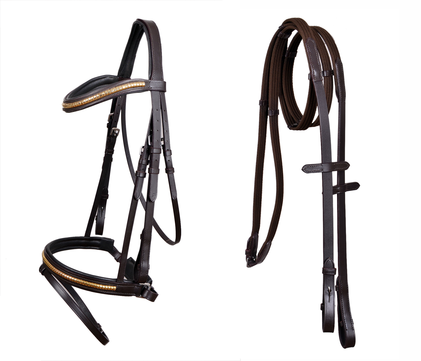 Horse English All-Purpose Pleasure Padded Leather Bridle w/ Reins 803HI2... - $59.39