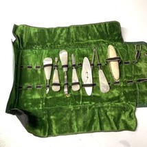 Green Velvet Victorian Bathroom Tweezer Set Kit 8-piece tweezers - $29.69
