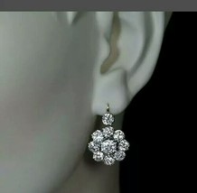 2.0Ct Round Cut Diamond Antique Cluster Drop/Dangle Earrings 14k White Gold Fn - £73.70 GBP