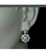 2.0Ct Round Cut Diamond Antique Cluster Drop/Dangle Earrings 14k White G... - $126.45 CAD