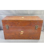 Vintage Hinged Wood Toy Chest Box w/ Teddy Bear Decal Full of Doll Clothes - $97.44 CAD